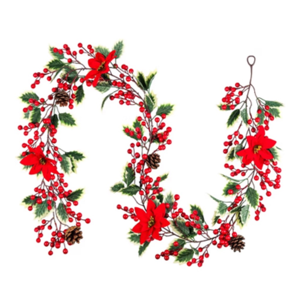 Festive Red and Green Holiday Garland 6.3 feet. So beautiful and full. 🎄💕